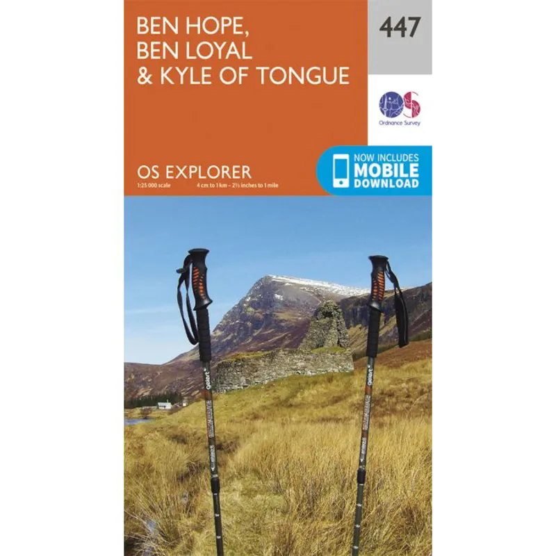 OS Explorer Map 447 - Ben Hope Ben Loyal and Kyle of Tongue